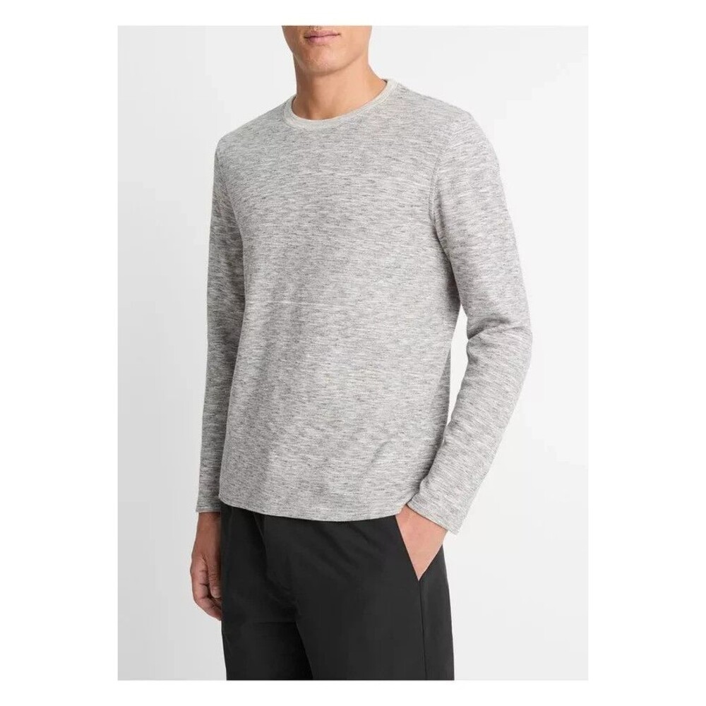 VINCE Shirt Mens XXL Grey Pullover Crew Space Dye Cotton Blend Knit $165